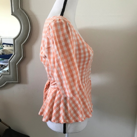 UO Penrose Linen Button-Front Peplum Top - Picture 6 of 7